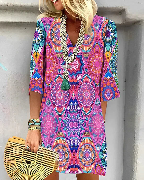 Robe d'été chic et élégante pour femmes avec imprimé vibrant