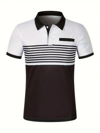 Camisa Polo Masculina - Ajuste Slim - Design Listrado - Manga Curta para Uso Casual