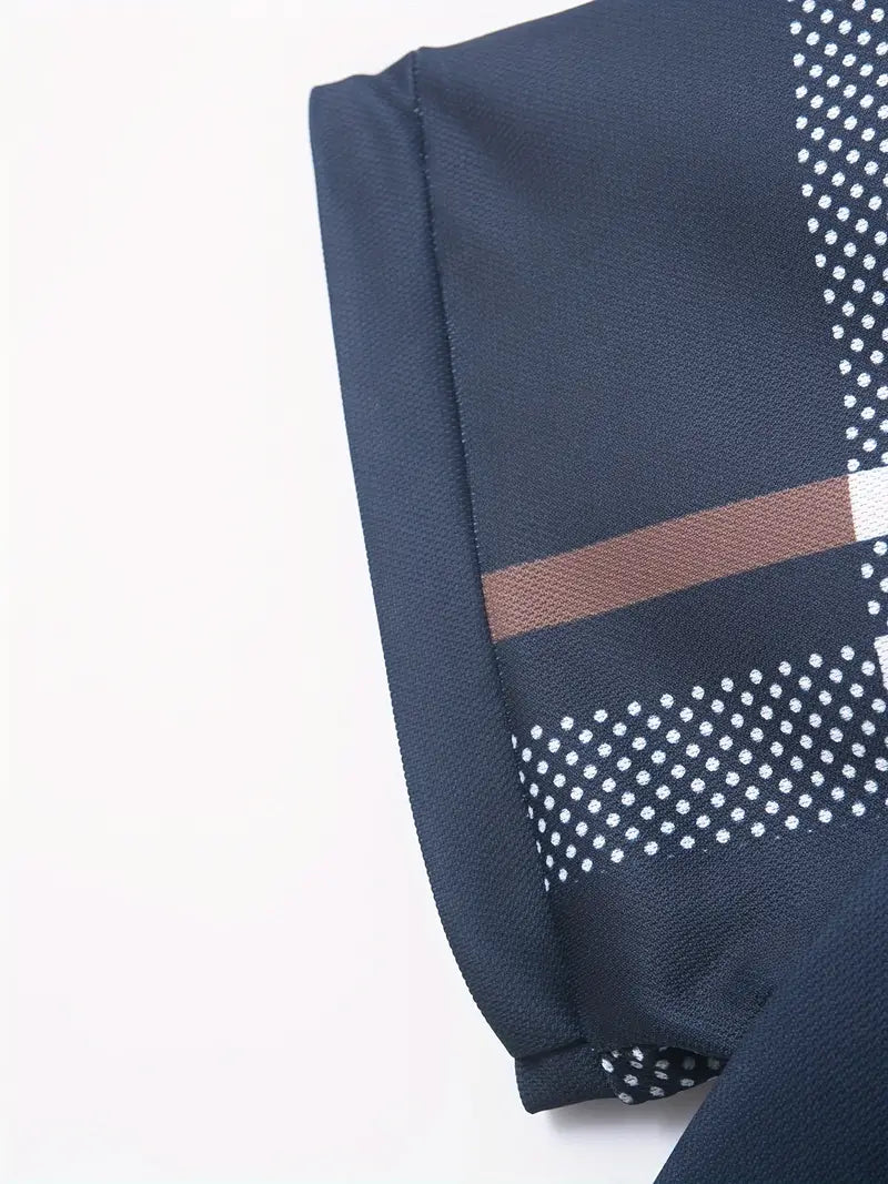 Polo à carreaux stylisé pour hommes - Slim Fit Short Sleeve Casual Classic