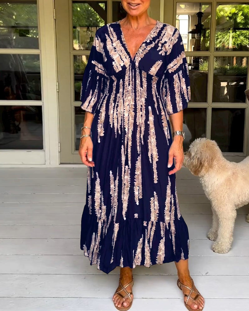 Robe longue d'été élégante avec coupe en V S-Design - Yvanna