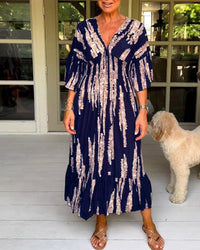 Robe longue d'été élégante avec coupe en V S-Design - Yvanna