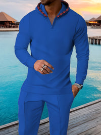 Ensemble homme en mailles texturées en velours et pantalon pour un style décontracté et tendance