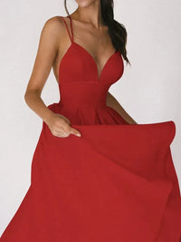 Robe Fendue pour Femmes - Dos Croisé Élégant - Bustier Sans Manches - Jupe Mi-Longue Fluide