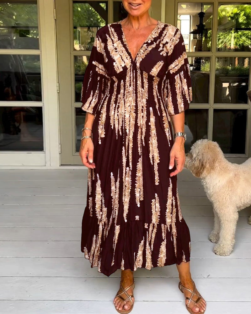 Robe longue d'été élégante avec coupe en V S-Design - Yvanna