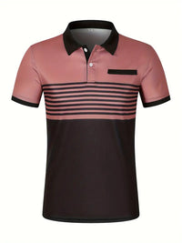 Camisa Polo Masculina - Ajuste Slim - Design Listrado - Manga Curta para Uso Casual
