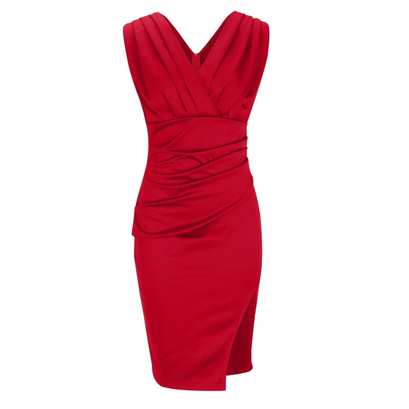 Robe élégante à col en V et fendue pour un look sophistiqué - Nelly