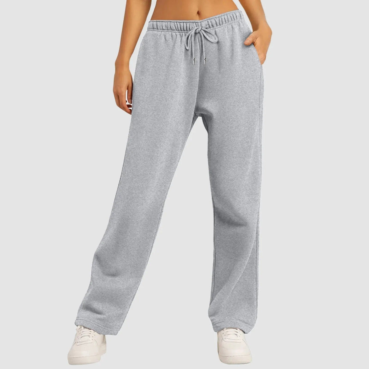 Pantalon droit confortable à jambe large pour femmes, en mélange de coton doux, pour un plaisir ultime.