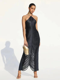 Robe élégante d'été à frange asymétrique avec manches longues - Élégance sophistiquée pour femmes