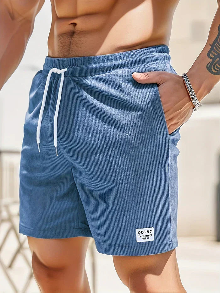 Shorts décontractés pour hommes avec taille élastique, cordon ajustable et tissu texturé