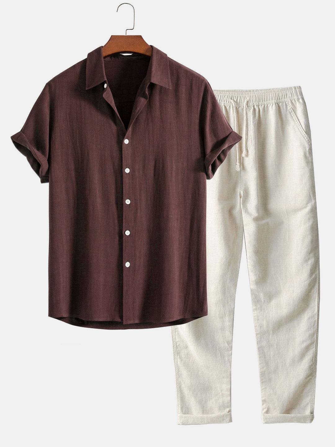 Ensemble chemisier et pantalon 2 pièces en lin - Parfait pour des looks féminins polyvalents et décontractés