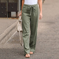 Pantalon à jambe large pour femme en lin aéré pour un look élégant au quotidien