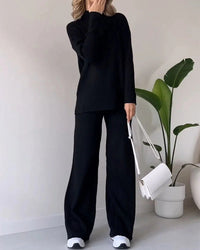 Ensemble décontracté élégant avec col roulé confortable et pantalon assorti pour un look sans effort