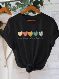 T-shirt imprimé cœur pour femme - Tenue décontractée confortable et élégante pour tous les jours