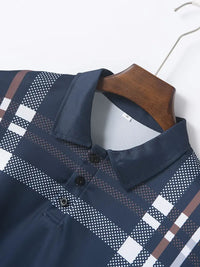 Polo à carreaux stylisé pour hommes - Slim Fit Short Sleeve Casual Classic