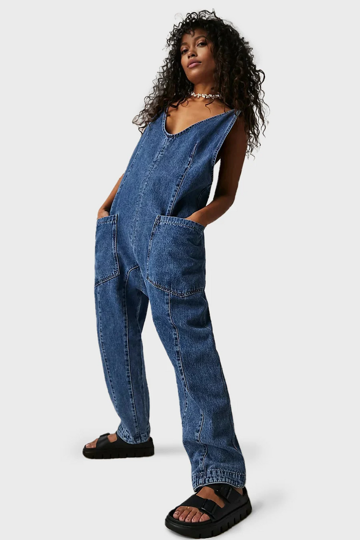 Salopette en jean pour femmes - coupe confortable avec de nombreuses poches pour un usage quotidien