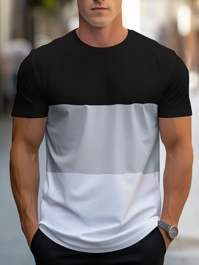 Majestic Men's Color Block T-Shirt - Col ras du cou confortable, manches courtes, coupe élégante et respirante