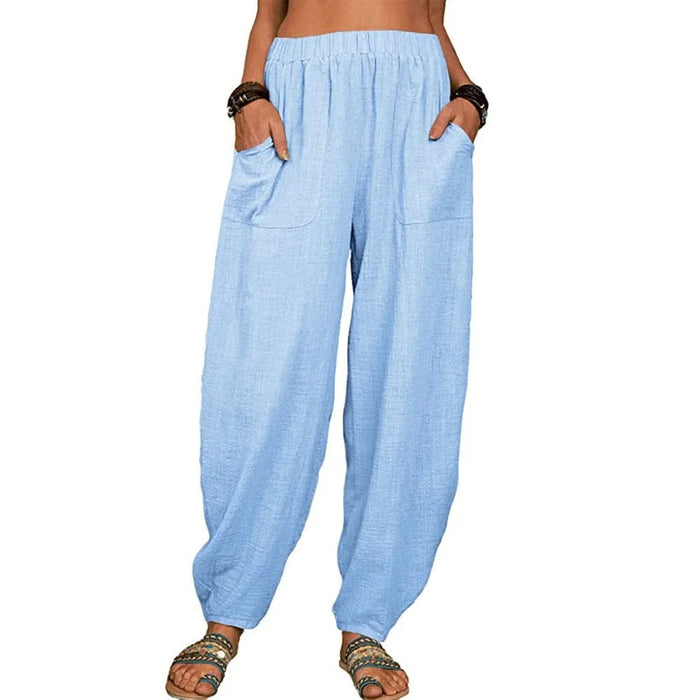 Pantalon en lin pour femme, coupe ample - Pantalon confortable et élégant pour femme