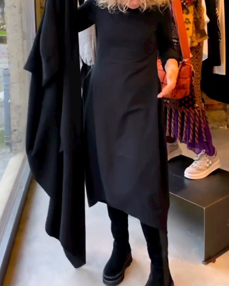 Robe élégante unie en polyester respirant pour un look sophistiqué