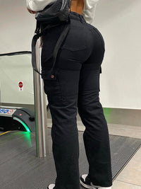Élégant pantalon cargo à taille haute pour femmes - pantalon décontracté élégant et durable avec poches de rangement pratiques