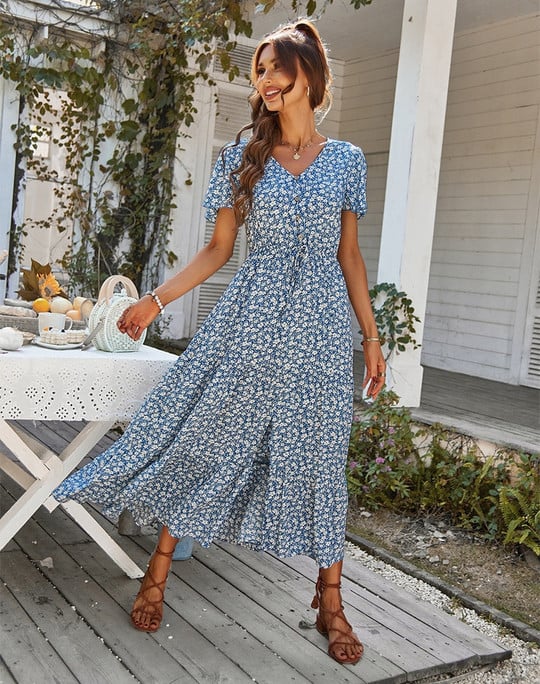 Robe MIDI Vintage Floreale Élégante