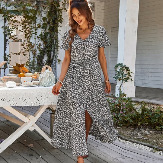 Robe MIDI Vintage Floreale Élégante