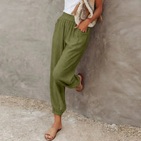 Pantalon léger et décontracté pour femmes avec ceinture élastique confortable - matière respirante et poches pratiques pour un confort quotidien
