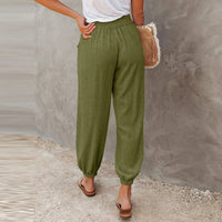 Pantalon léger et décontracté pour femmes avec ceinture élastique confortable - matière respirante et poches pratiques pour un confort quotidien