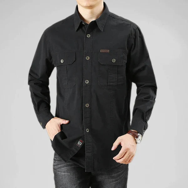 Camisa de manga larga para hombre Efren con bolsillos tipo cargo