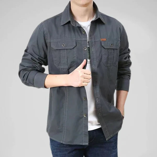 Camisa de manga larga para hombre Efren con bolsillos tipo cargo