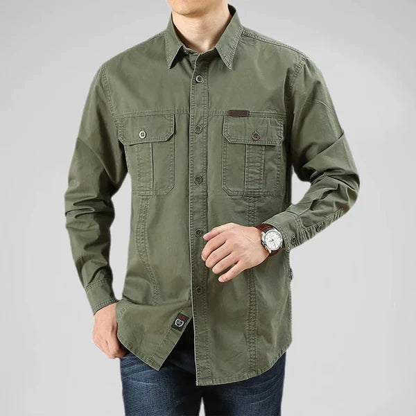 Camisa de manga larga para hombre Efren con bolsillos tipo cargo
