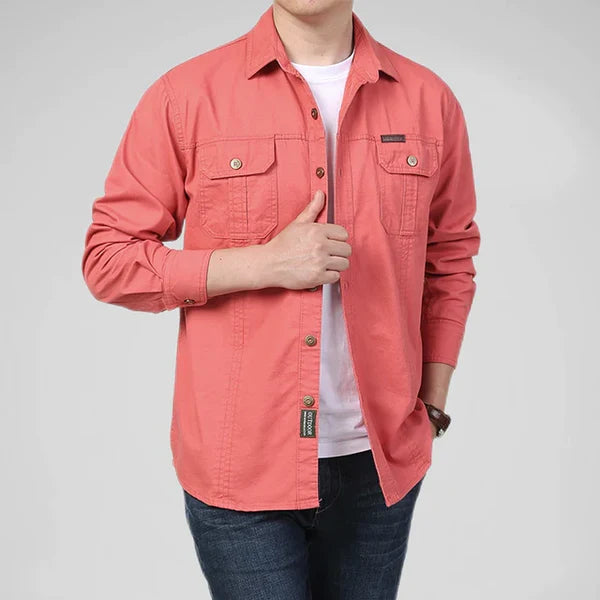 Camisa de manga larga para hombre Efren con bolsillos tipo cargo