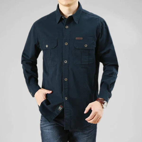 Camisa de manga larga para hombre Efren con bolsillos tipo cargo
