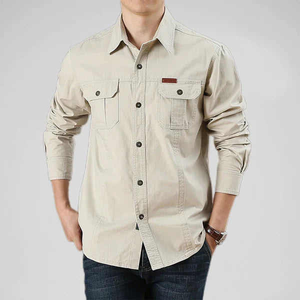 Camisa de manga larga para hombre Efren con bolsillos tipo cargo