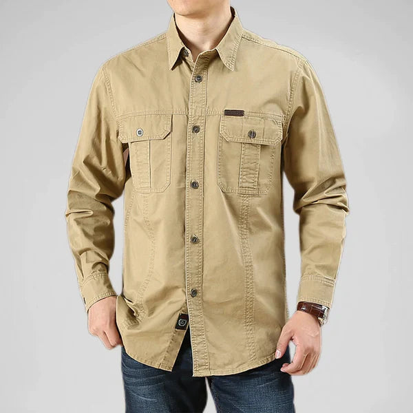 Camisa de manga larga para hombre Efren con bolsillos tipo cargo