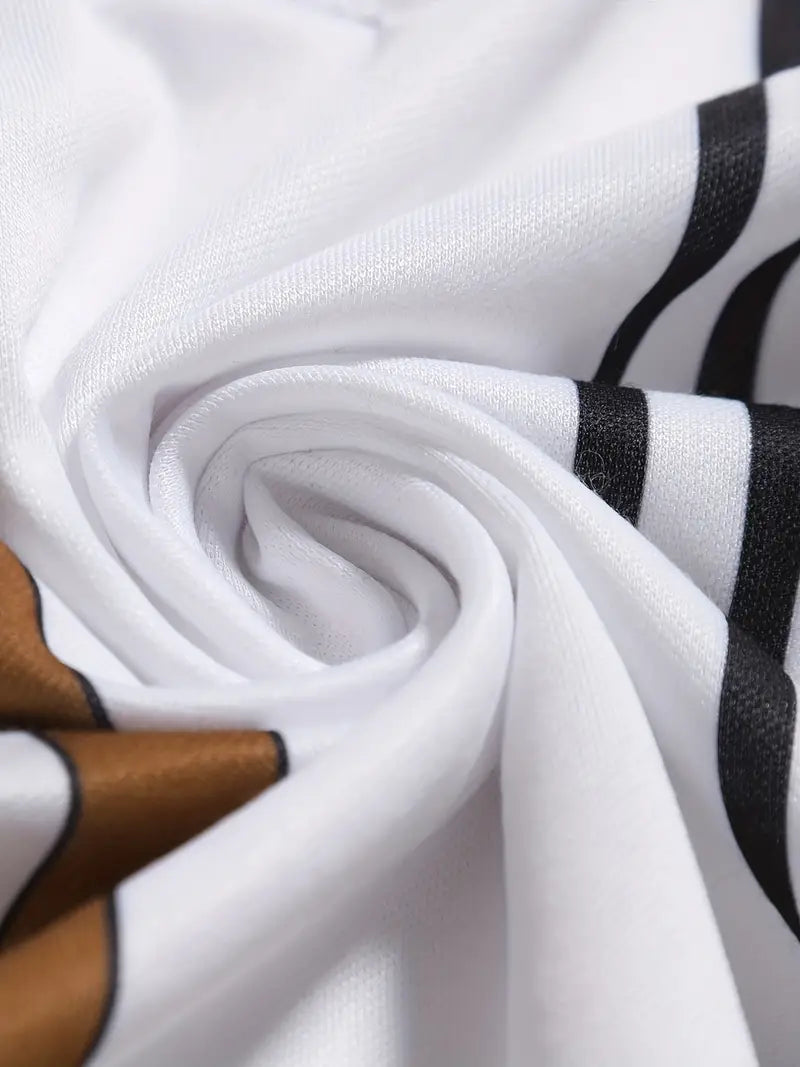 Polo Slim Fit à manches courtes pour hommes, avec un col classique et un motif à rayures verticales stylisé