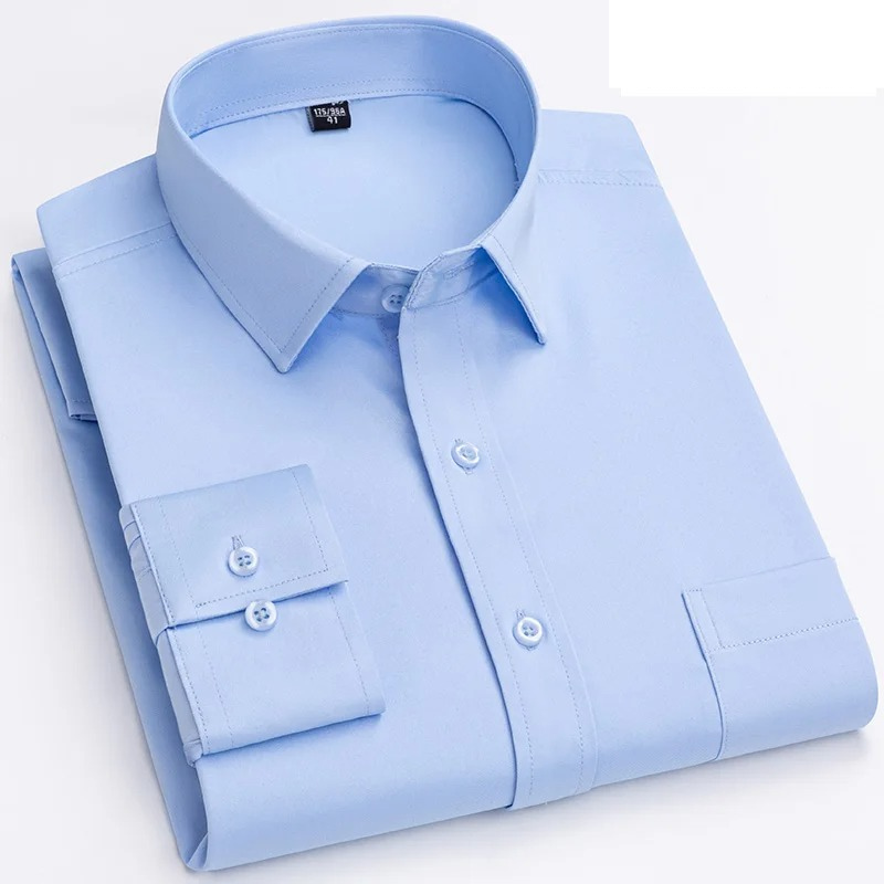 Chemise classique pour homme à manches longues avec poche sur la poitrine