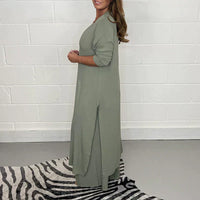 Ensemble tendance 3 pièces pour femmes avec tunique longue élégante et pantalon assorti