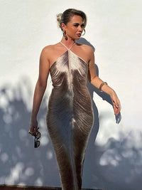 Robe élégante d'été à frange asymétrique avec manches longues - Élégance sophistiquée pour femmes