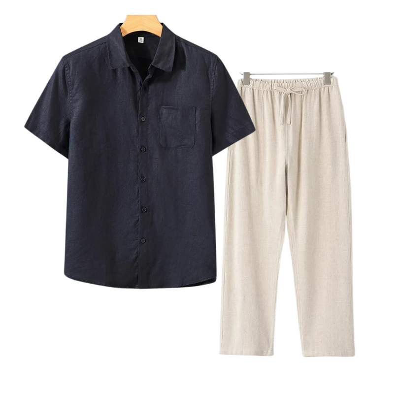 Finn | Combinaison de lin élégante avec manches courtes pour un look frais