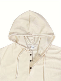 Ensemble de survêtement pour hommes - Hoodie à col boutonné - Mancherons côtelés - Pantalons de jogging avec cordon de serrage