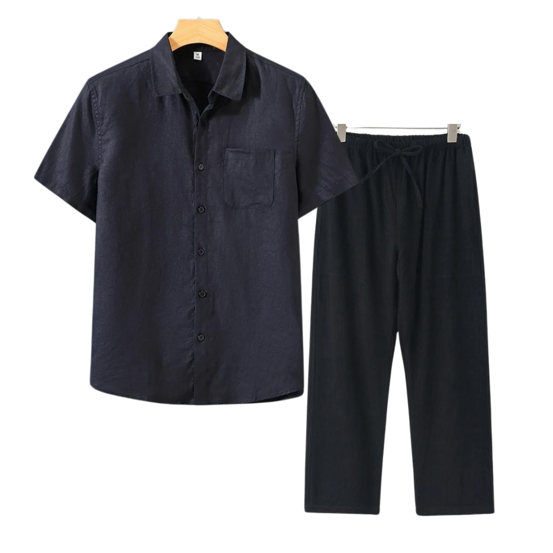 Finn | Combinaison de lin élégante avec manches courtes pour un look frais
