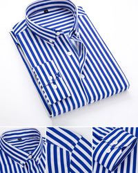 Camisole pour homme - Manga larga - Corte clásico - Rayas - Puños de botones - Formalidad empresarial