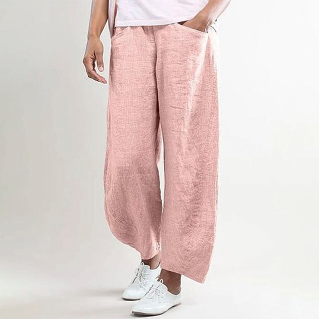 Pantalon ample en lin pour femmes - Pantalon confortable et décontracté à porter au quotidien