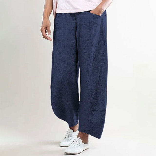 Pantalon ample en lin pour femmes - Pantalon confortable et décontracté à porter au quotidien