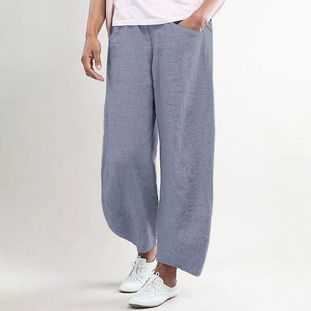 Pantalon ample en lin pour femmes - Pantalon confortable et décontracté à porter au quotidien