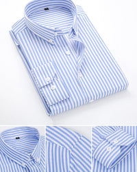 Camisole pour homme - Manga larga - Corte clásico - Rayas - Puños de botones - Formalidad empresarial