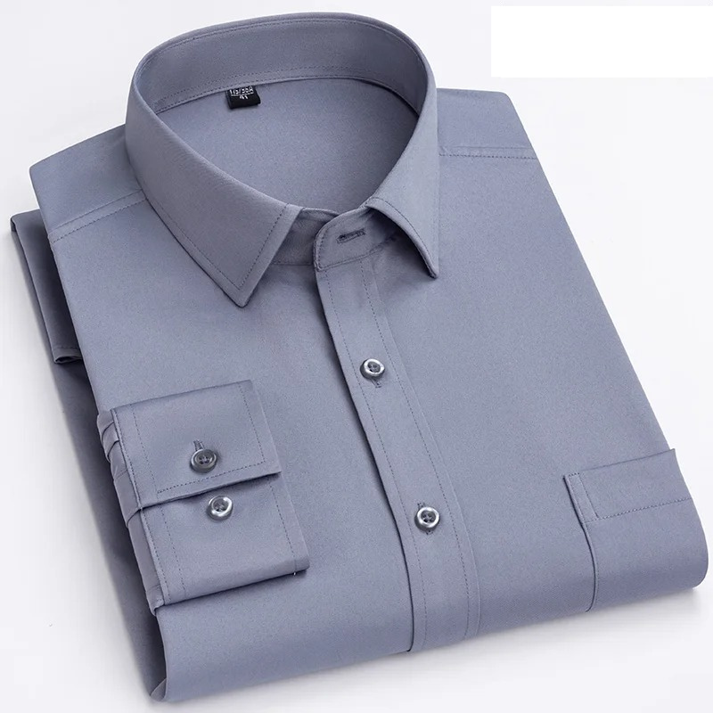 Chemise classique pour homme à manches longues avec poche sur la poitrine