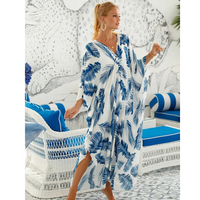 Kaftan élégant pour femmes - Couverture de plage légère et fluide à col en V pour un style estival confortable