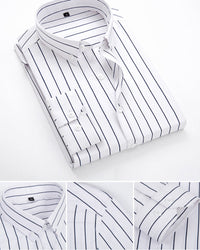 Camisole pour homme - Manga larga - Corte clásico - Rayas - Puños de botones - Formalidad empresarial
