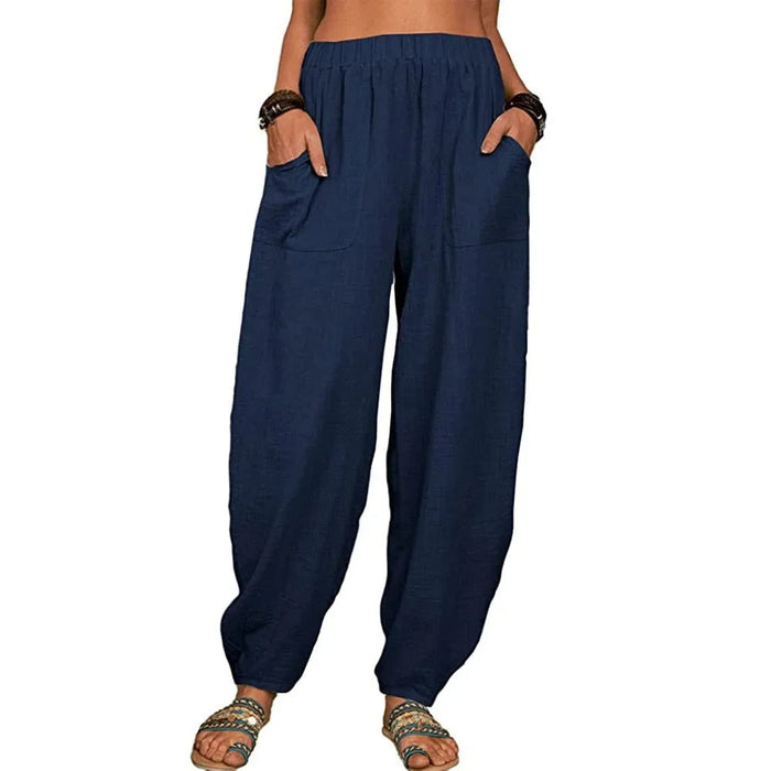 Pantalon en lin pour femme, coupe ample - Pantalon confortable et élégant pour femme